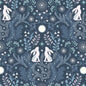 Winter hare on midnight blue with pearl