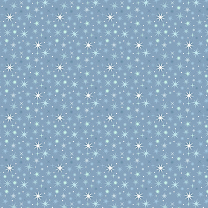 Twinkling stars on mid winter blue with pearl