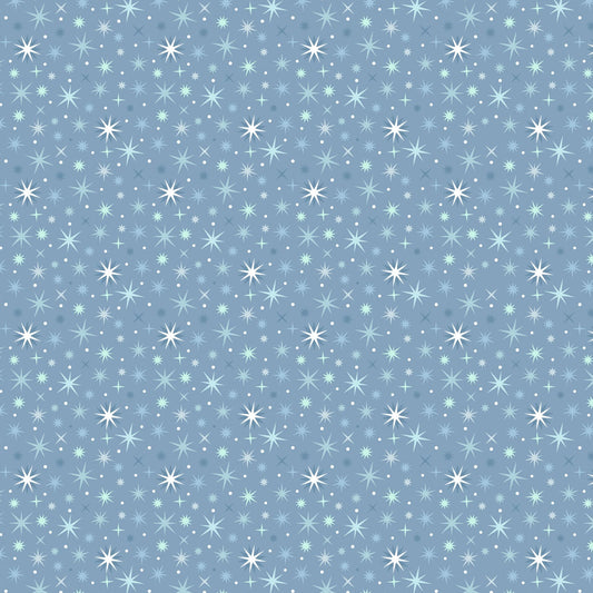 Twinkling stars on mid winter blue with pearl