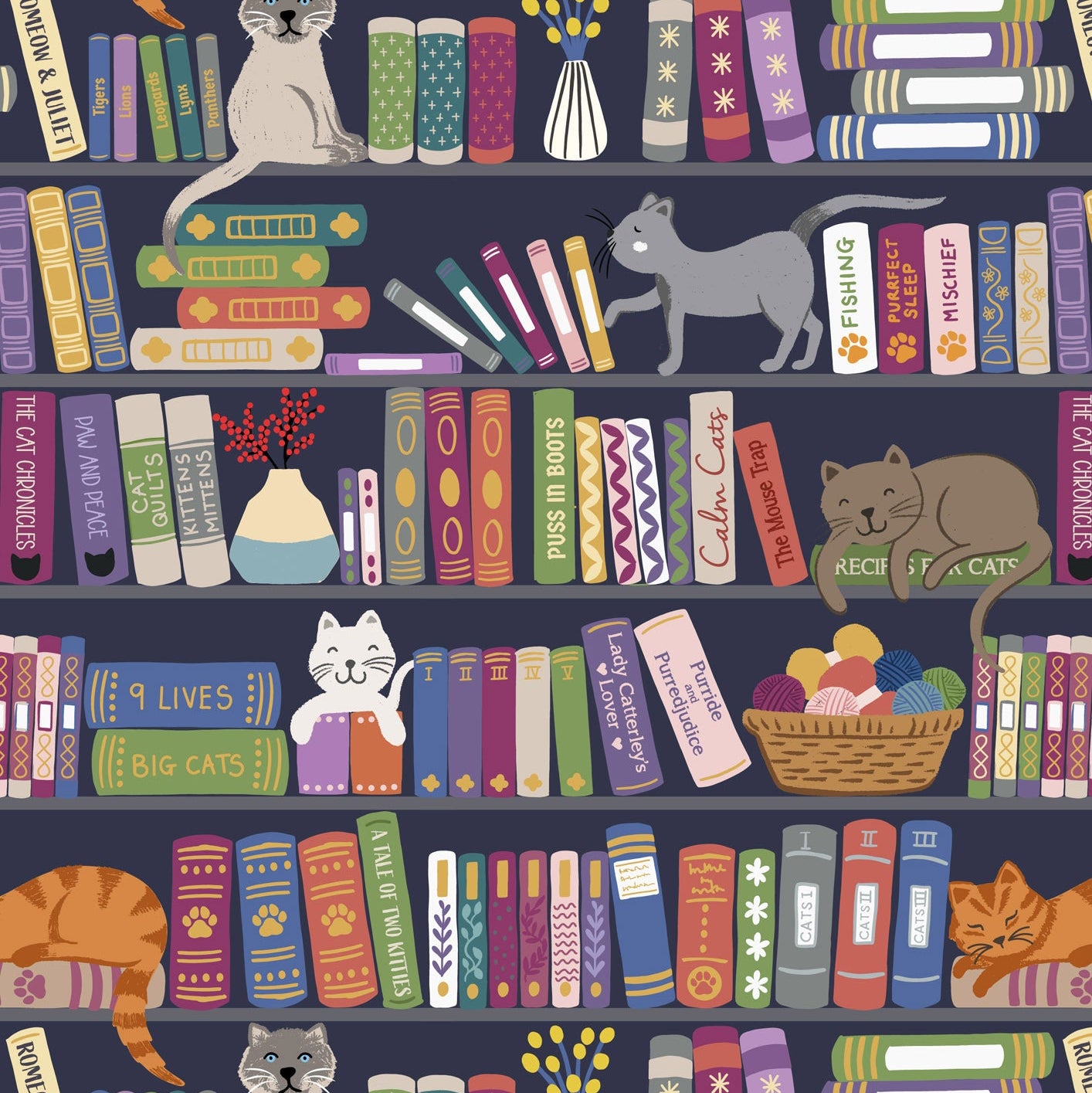 Book shelves and cats multi