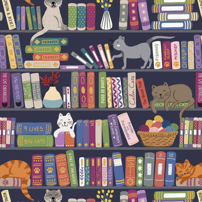 Book shelves and cats multi