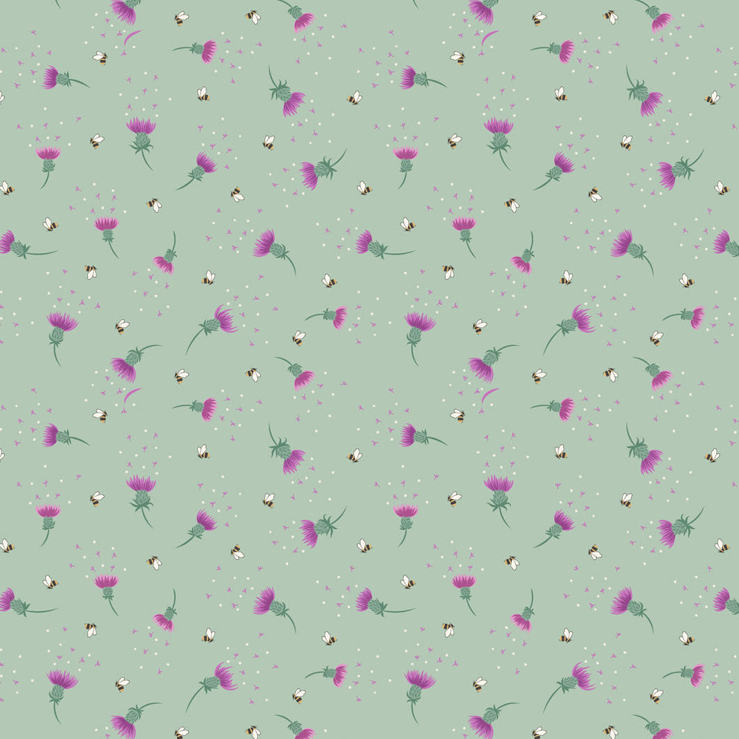 Bee thistle on sage green