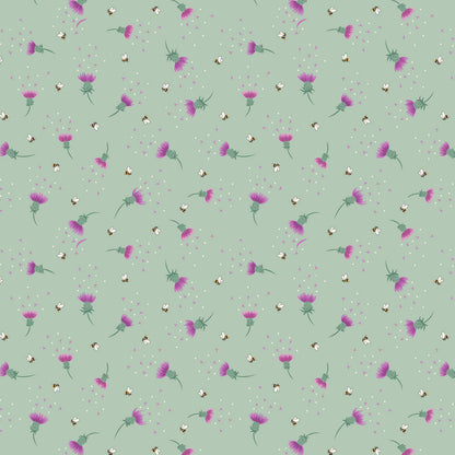 Bee thistle on sage green