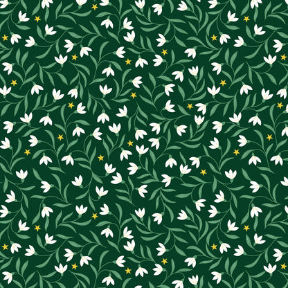 Snowdrops on christmas green (with gold metallic)