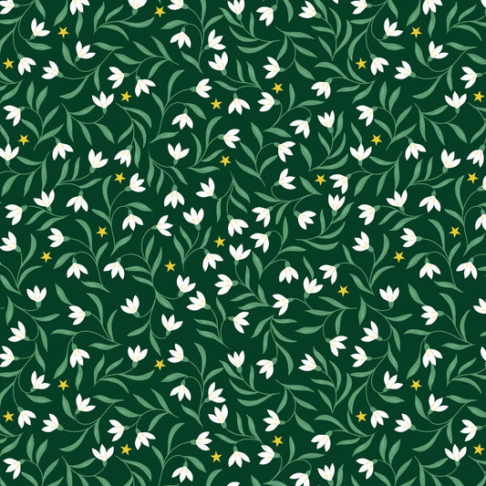 Snowdrops on christmas green (with gold metallic)