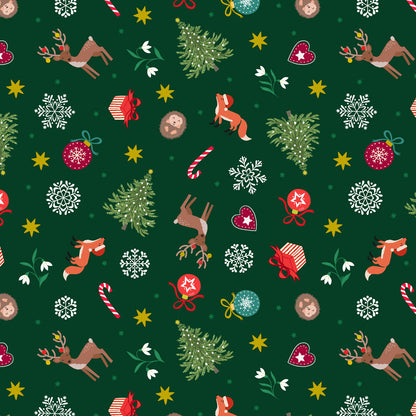 Scattered festive on green (with gold metallic)