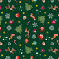 Scattered festive on green (with gold metallic)