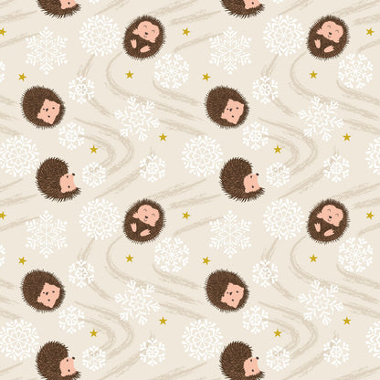 Snowflake hedgehog on cream (with gold metallic)