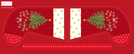 Christmas in Bluebell Wood half yard stocking panel (with gold metallic)
