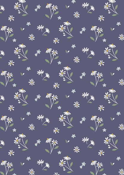 Daisies Dancing on navy blue