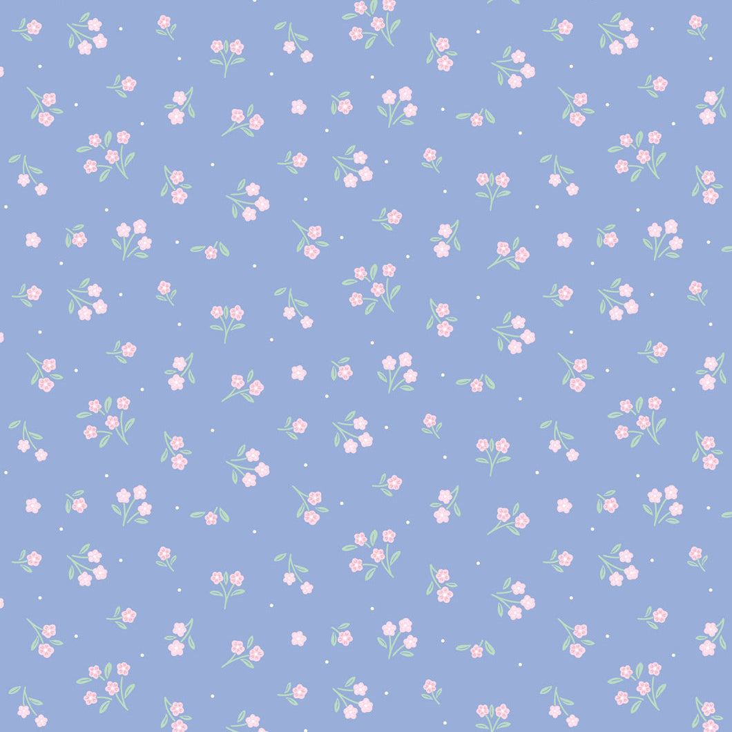 Ditsy Dance- Dusky Mid Blue