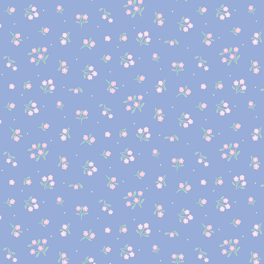 Ditsy Dance- Dusky Mid Blue