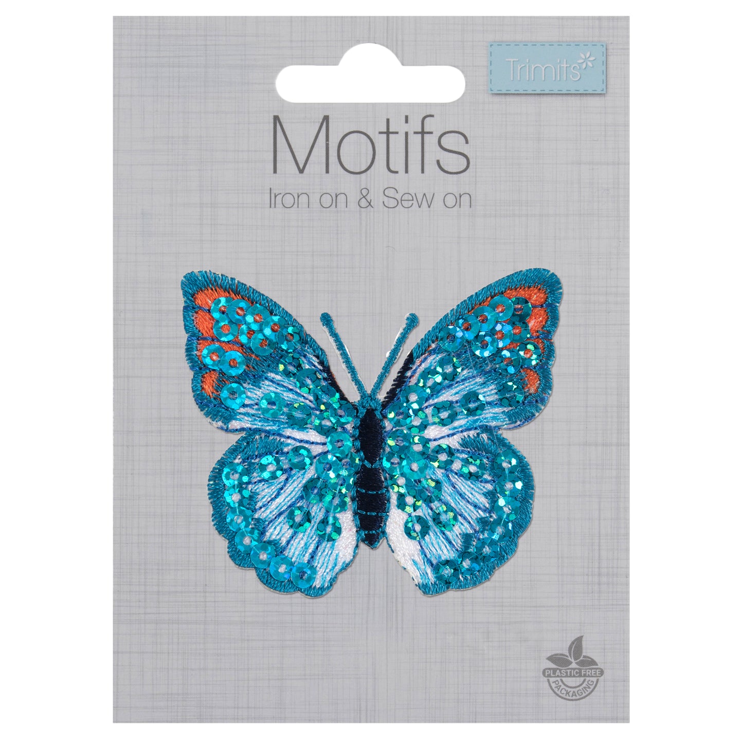 Iron on Motif: Blue Sequin Butterfly