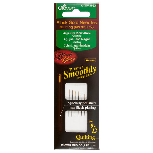 Clover Black Gold Quilting Needles: Assorted Size 9-12