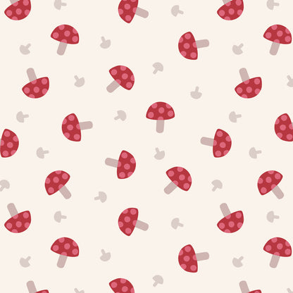 Red toadstools on cream - Flannel