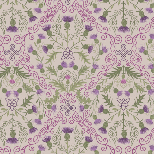 Purple thistle on natural - Flannel