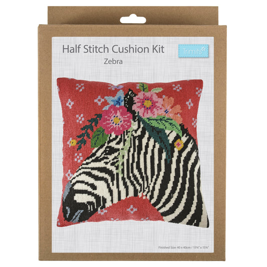 Half Stitch/Tapestry Cushion Cover Kit - Zebra