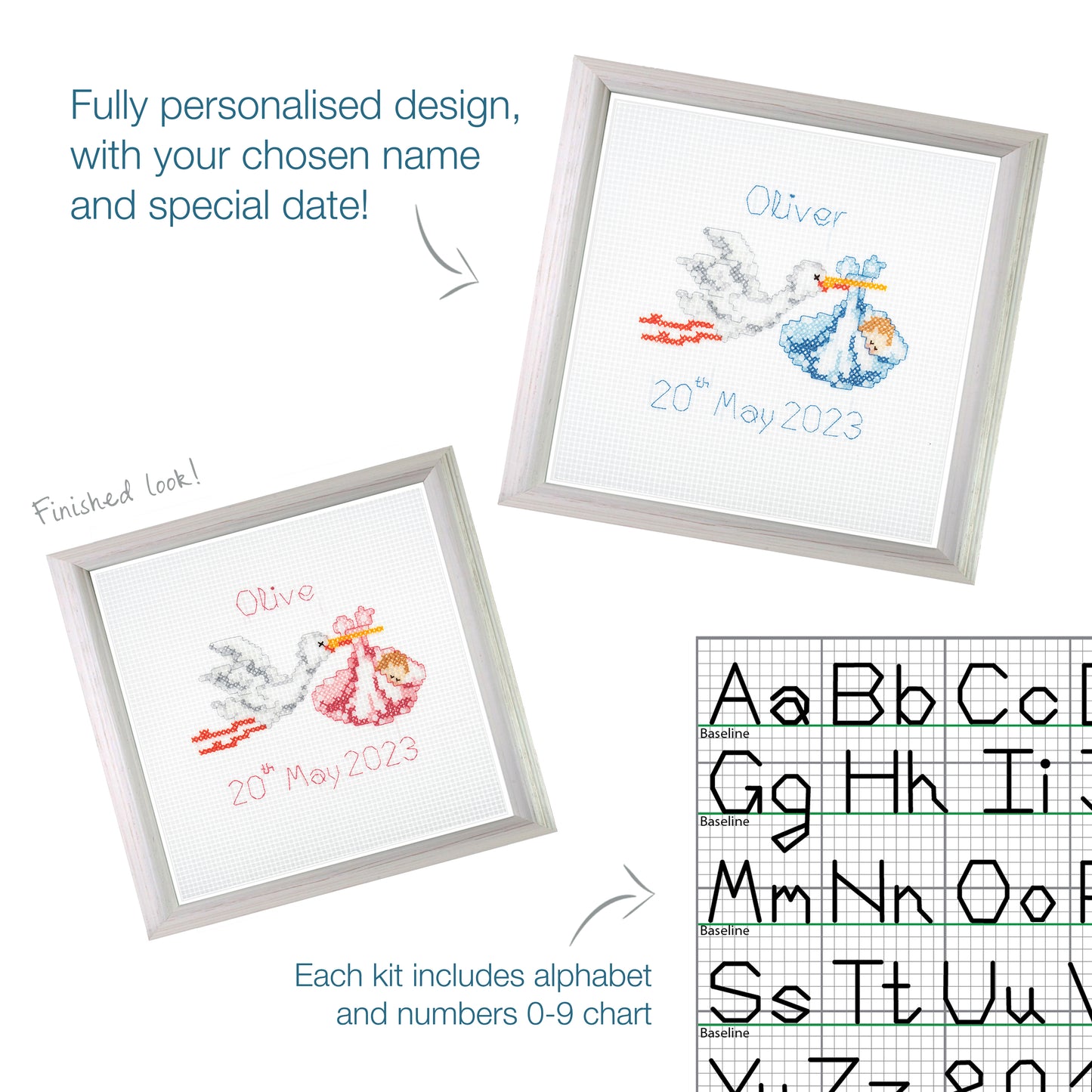 Mini Counted Cross Stitch Kit: New Baby