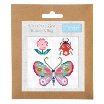Mini Counted Cross Stitch Kit: Butterfly & Bug