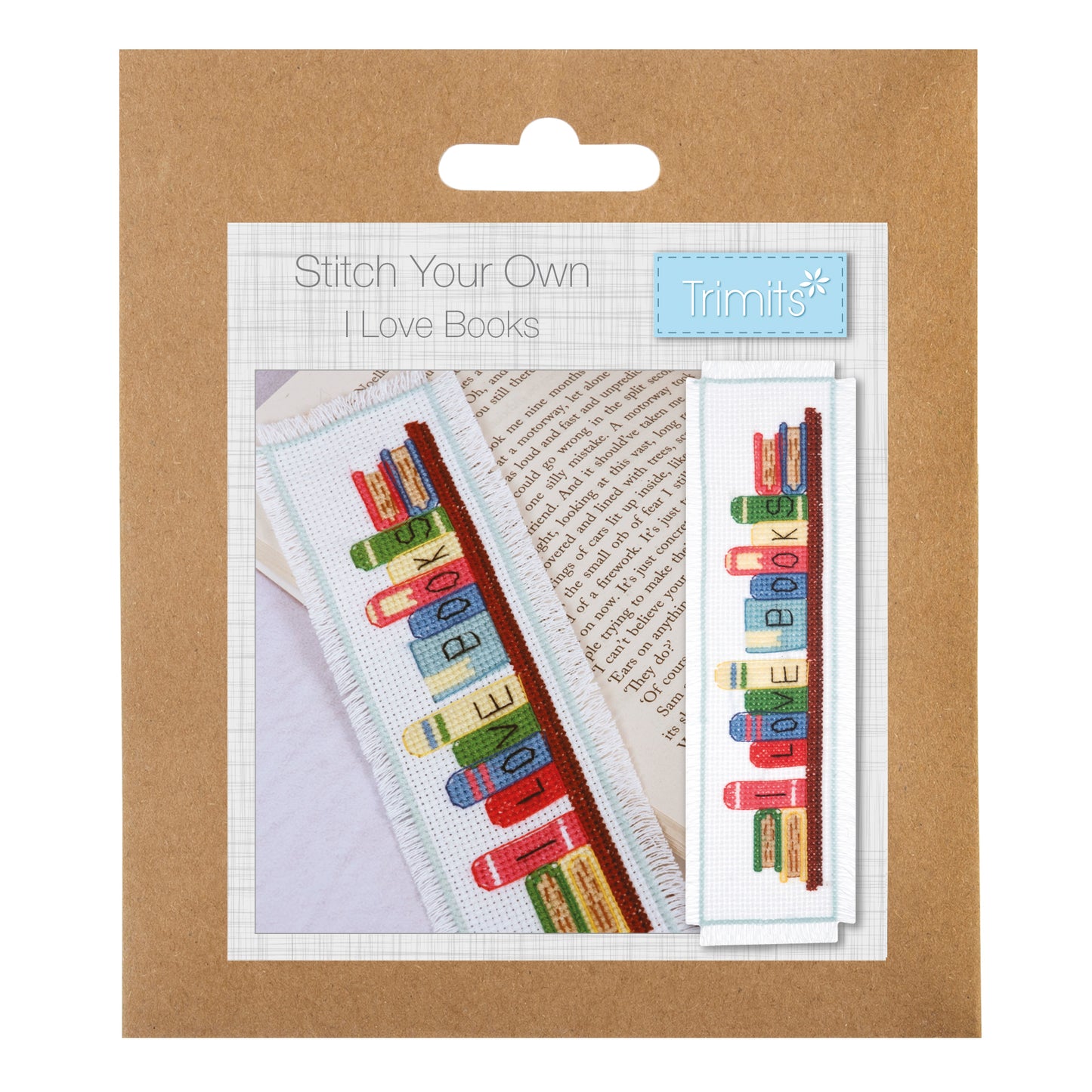 Counted Cross Stitch Bookmark: I Love Books
