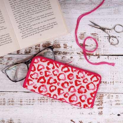 Half Stitch/Tapestry Kit: Stitch Your Own Glasses Case: Love Leopard