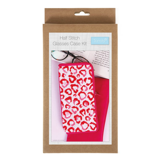 Half Stitch/Tapestry Kit: Stitch Your Own Glasses Case: Love Leopard