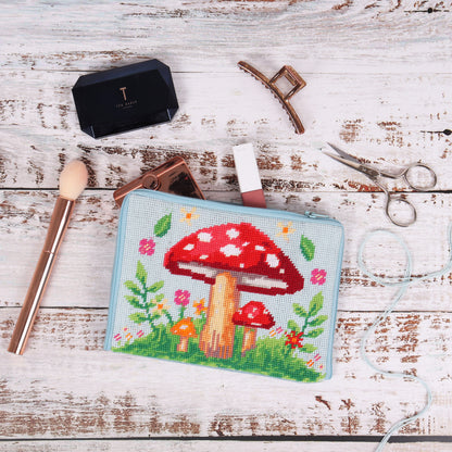 Half Stitch/Tapestry Kit: Stitch Your Own Make Up Pouch: Toadstool