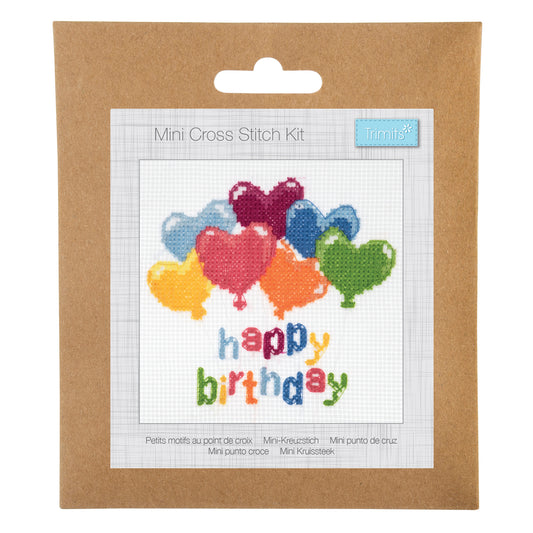 Mini Counted Cross Stitch Kit: Birthday Balloons