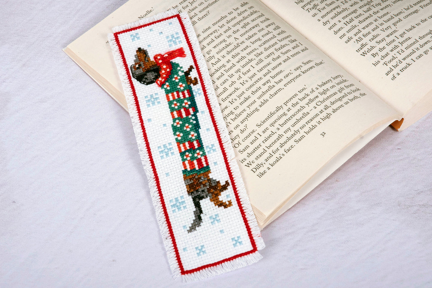 Counted Cross Stitch Bookmark: Silly Sausage
