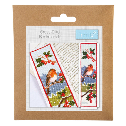 Counted Cross Stitch Bookmark: Robin
