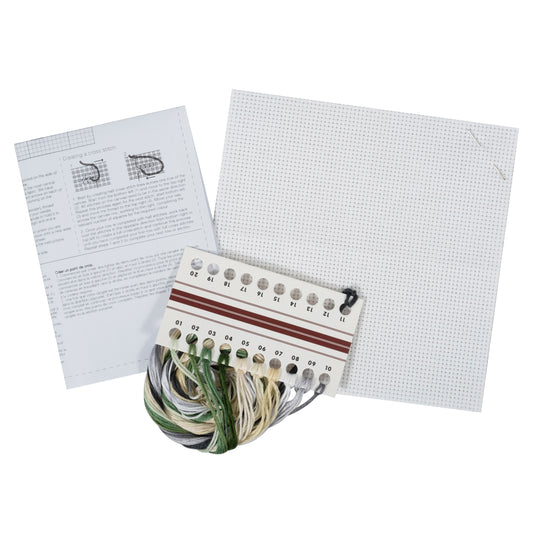 Mini Counted Cross Stitch Kit: Pansies