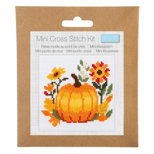 Mini Counted Cross Stitch Kit: Pumpkin