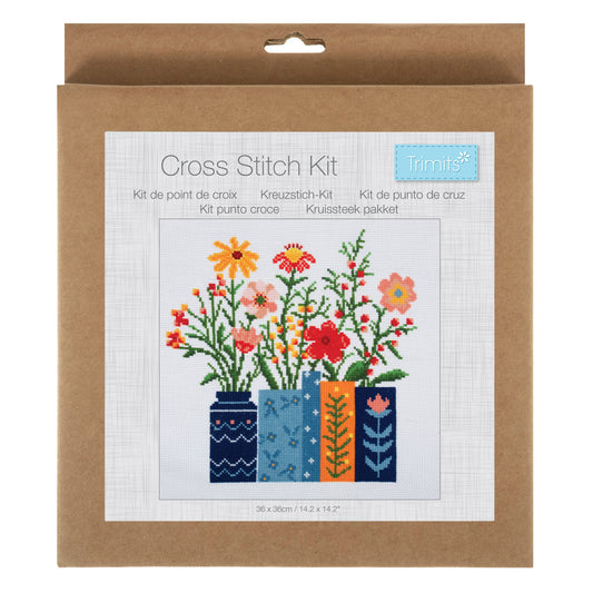 Large Counted Cross Stitch Kit: Flowers In Vase
