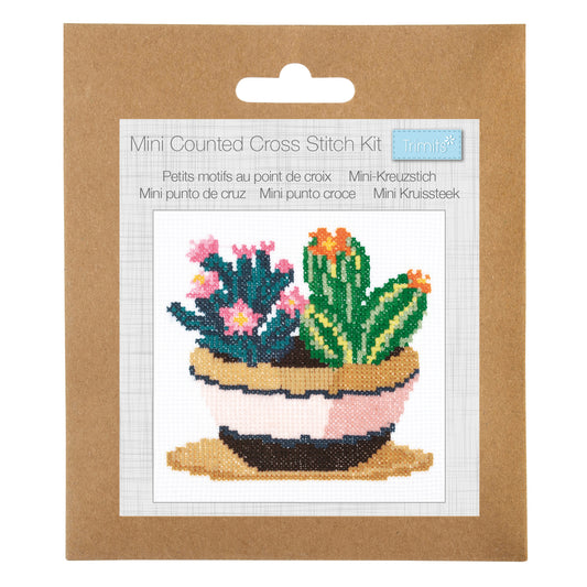 Mini Counted Cross Stitch Kit: Succulence