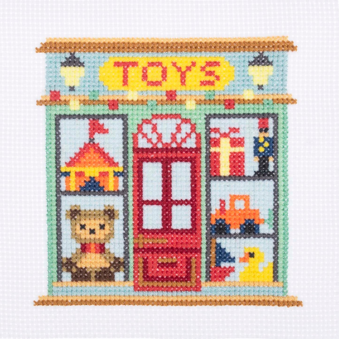 Mini Counted Cross Stitch Kit: Toy Shop