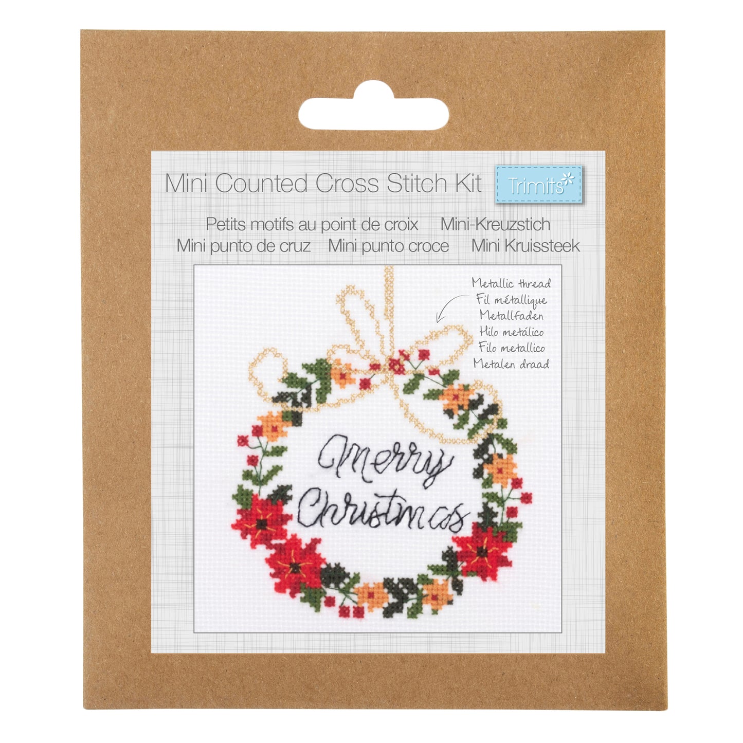 Mini Counted Cross Stitch Kit: Christmas Wreath