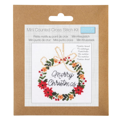 Mini Counted Cross Stitch Kit: Christmas Wreath