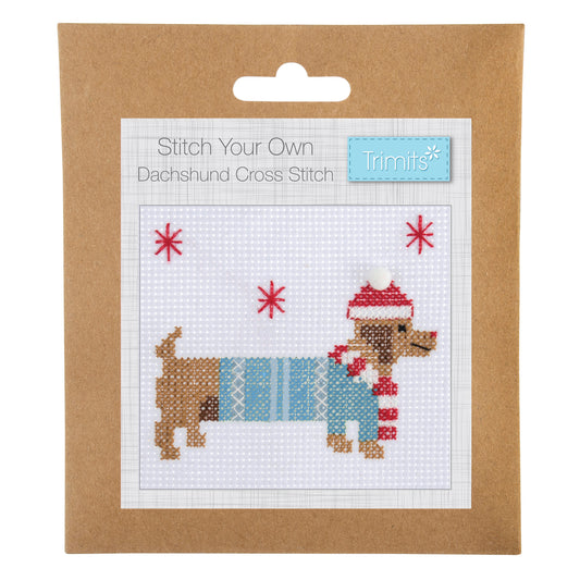 Mini Counted Cross Stitch Kit: Festive Dachshund