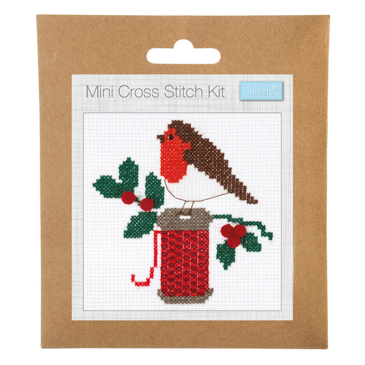 Mini Counted Cross Stitch Kit: Robin
