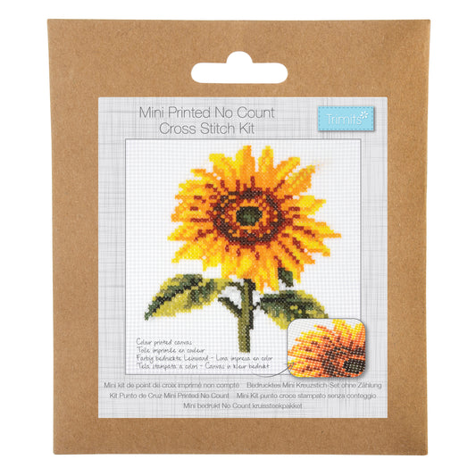 Printed Mini Cross Stitch Kit: Sunflower