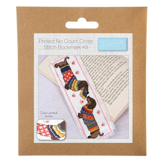 Printed Cross Stitch Bookmark: Dachshund in Jumper