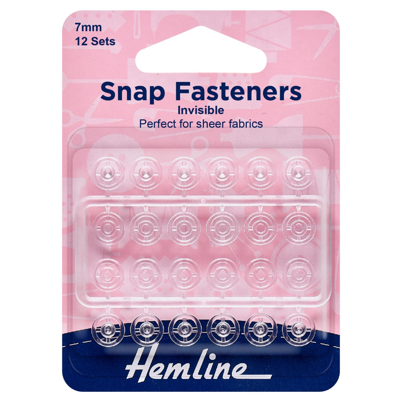 Sew on Snap Fasteners: Clear: 7mm
