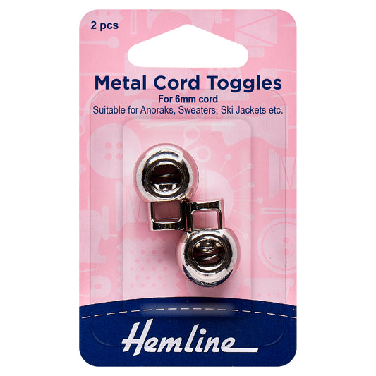 Adjustable Cord Toggles: 6mm: Silver