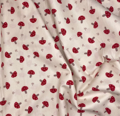Red toadstools on cream - Flannel
