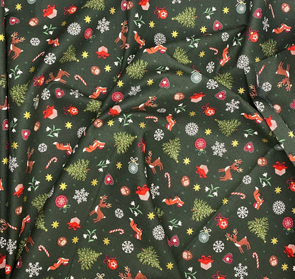 Scattered festive on green (with gold metallic)