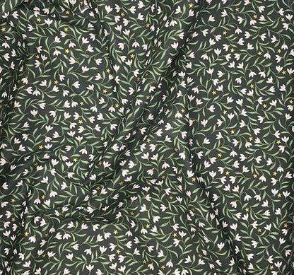 Snowdrops on christmas green (with gold metallic)