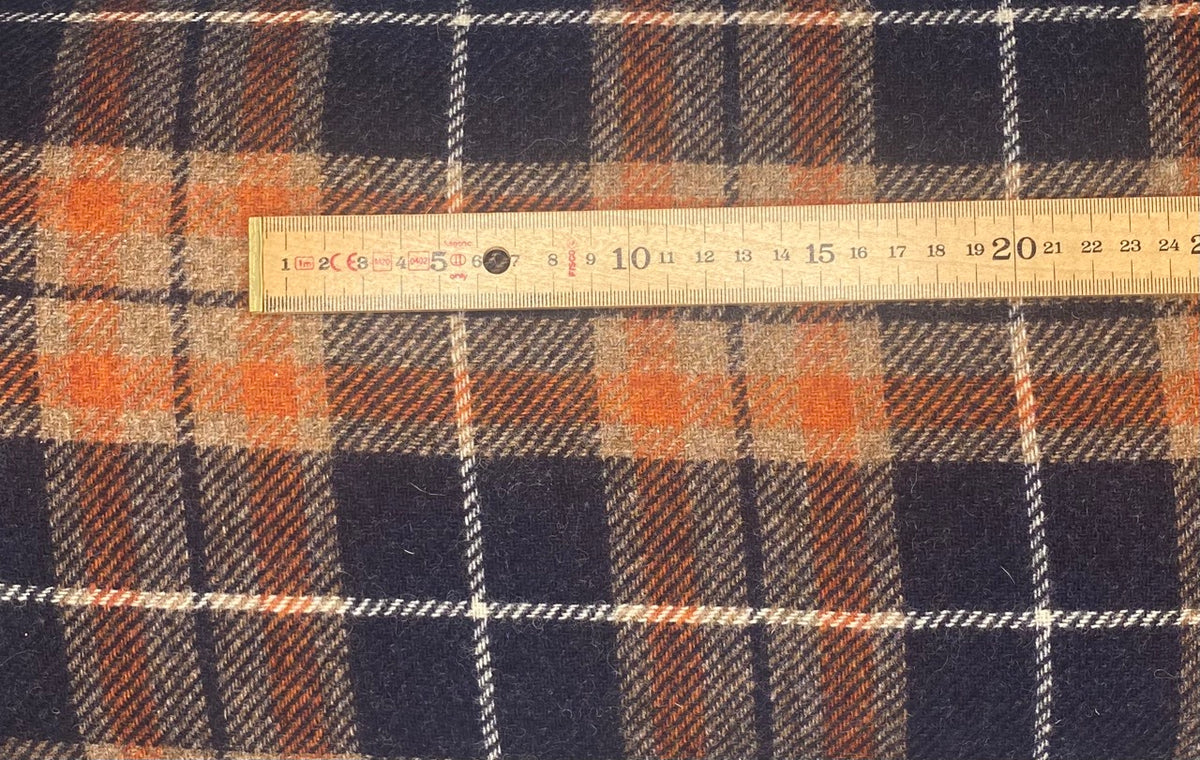 Navy and Amber Check - Wool
