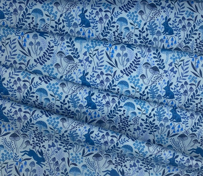 Rabbit meadow on eggshell blue