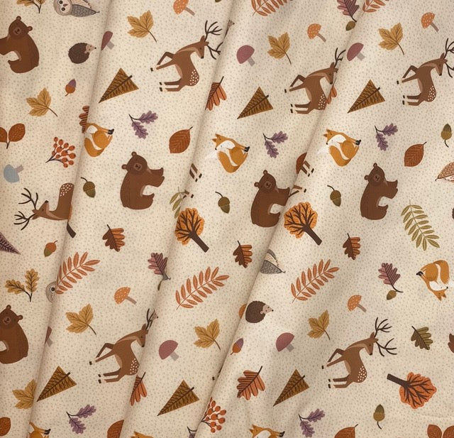 Nature trail creatures on warm cream