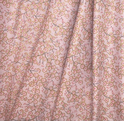 Cherry blossom on light pink with gold metallic